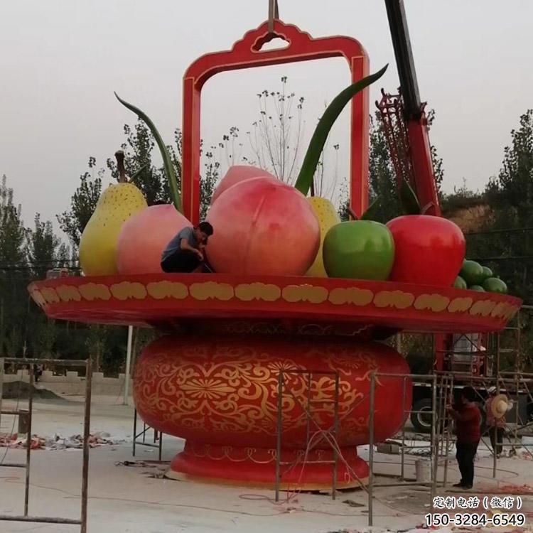 抽象果籃雕塑 店門口彩繪雕塑 步行街擺件