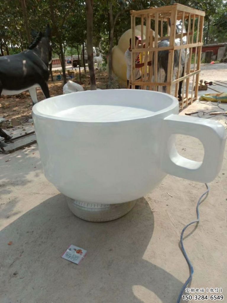 店門(mén)口杯子雕塑 創(chuàng)意茶道雕塑 仿真擺件