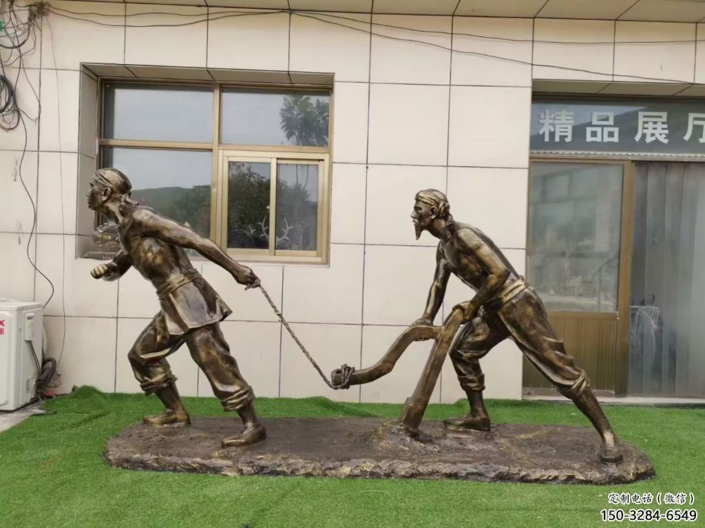 庭院農(nóng)耕牛雕塑效果圖 城市古銅色雕塑 動(dòng)物小品制作