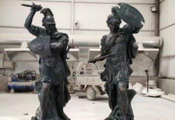 古銅色武士雕塑 大型城市雕塑 商業街擺件