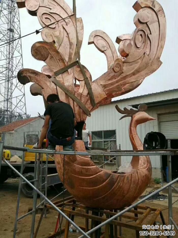 商業(yè)街鳳凰雕塑制造商 售樓處雕塑 動物擺件