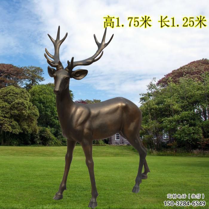 定制小鹿雕塑小品 商業(yè)街廣場雕塑 古銅色擺件