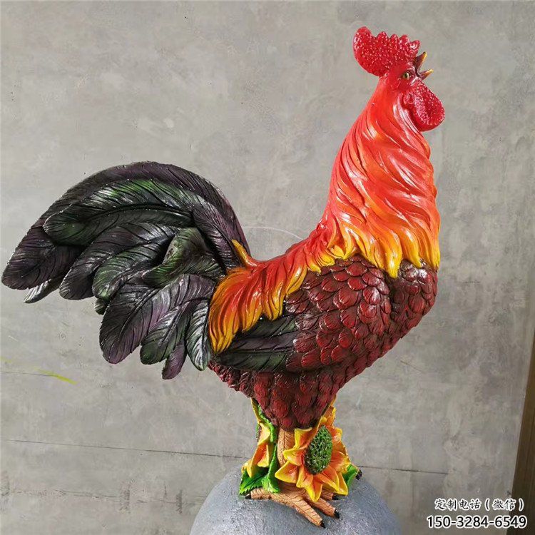 創意公雞雕塑廠家 步行街店門口雕塑 玻璃鋼家禽雕塑