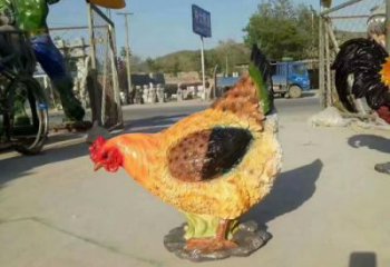 店門口玻璃鋼公雞雕塑廠家 創意家禽雕塑 仿真擺件