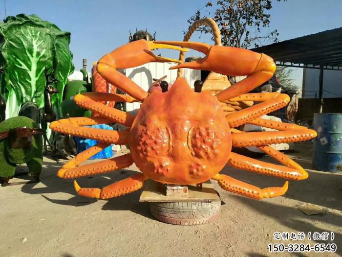 城市玻璃鋼螃蟹雕塑 風景區彩繪雕塑 抽象擺件