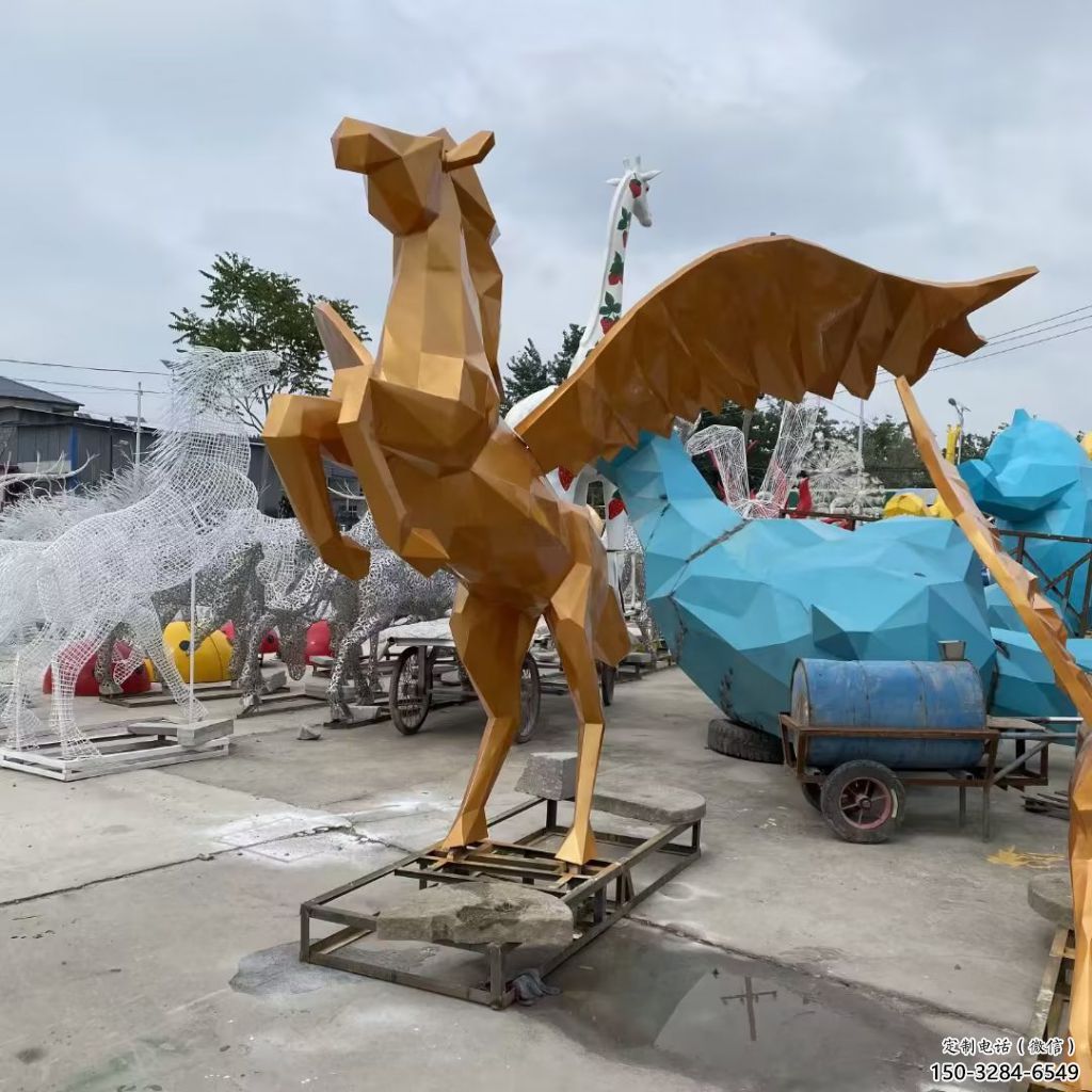 門(mén)口玻璃鋼飛馬雕塑 售樓處仿真雕塑 彩繪小品