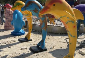 商業街玻璃鋼海豚雕塑廠家 售樓處學校雕塑 海洋擺件