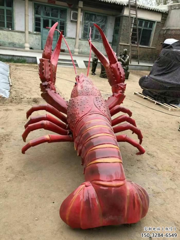 城市玻璃鋼龍蝦雕塑 風景區彩繪雕塑 抽象擺件