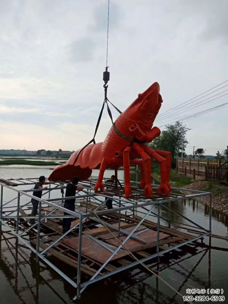 玻璃鋼公園龍蝦雕塑 酒店門口雕塑 彩繪擺件