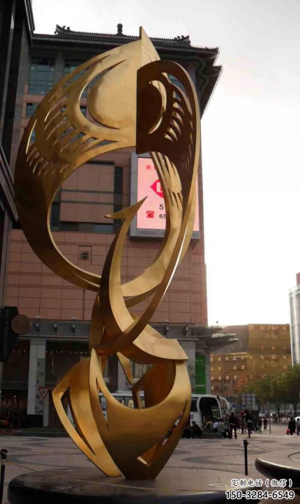 大型不銹鋼鳳凰雕塑廠家 商業(yè)街廣場(chǎng)雕塑 古銅色擺件