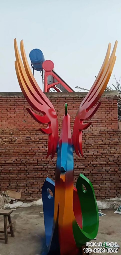 店門口不銹鋼鳳凰雕塑廠家 創(chuàng)意動物雕塑 仿真擺件