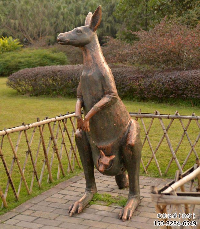 大型袋鼠銅雕塑 步行街宣傳雕塑 仿真擺件