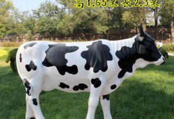 彩繪玻璃鋼奶牛雕塑 仿真動(dòng)物雕塑 步行街?jǐn)[件