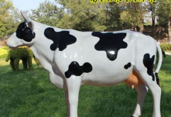 抽象玻璃鋼奶牛雕塑 店門口彩繪雕塑 步行街?jǐn)[件