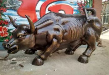 創意開荒牛銅雕塑 步行街店門口雕塑 動物小品