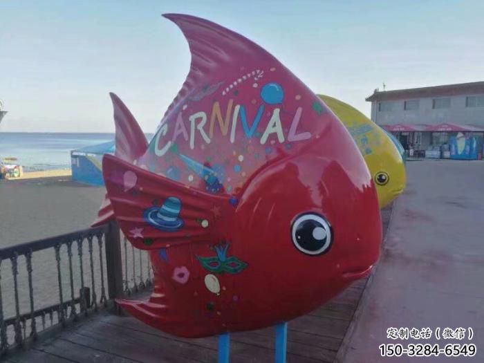 玻璃鋼彩繪金魚(yú)雕塑 仿真海洋生物雕塑 步行街?jǐn)[件