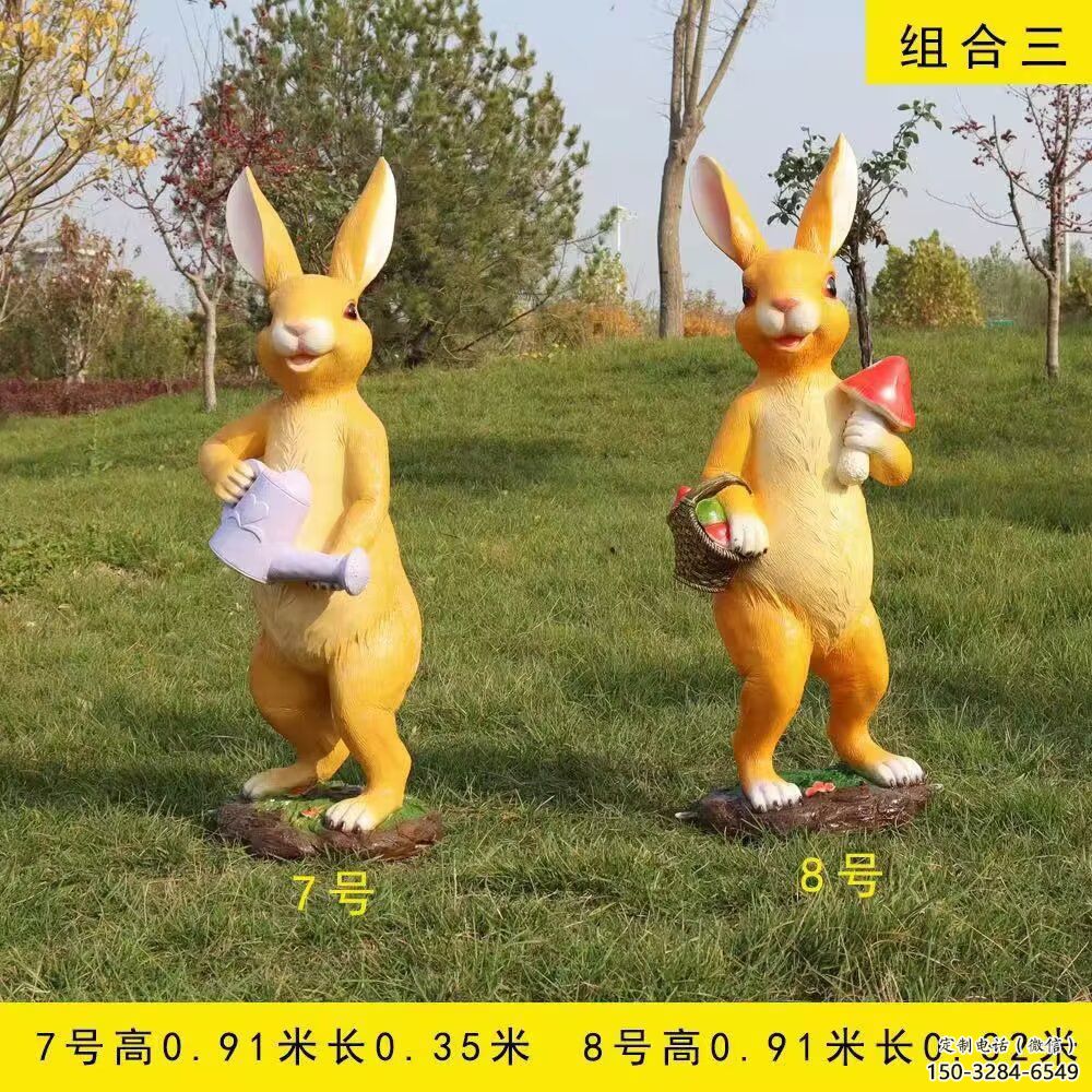 風景區玻璃鋼兔子雕塑 售樓處廣場雕塑 仿古擺件