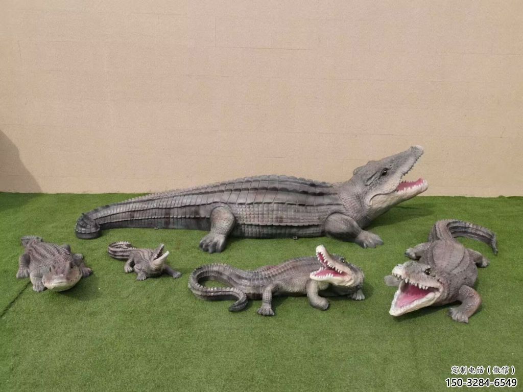 售樓處玻璃鋼鱷魚雕塑 商業(yè)街仿真雕塑 動物擺件