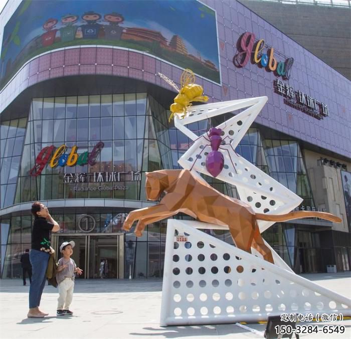 商業(yè)街不銹鋼豹子雕塑廠家 售樓處學(xué)校雕塑 動(dòng)物擺件