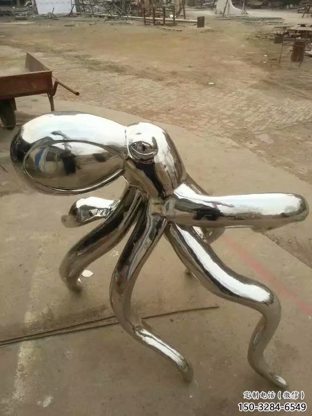 不銹鋼章魚雕塑廠家，鏡面動物，海洋生物小品 (2)