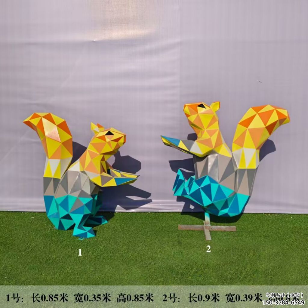 不銹鋼公園松鼠雕塑 酒店門口雕塑 彩繪擺件