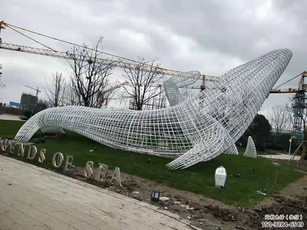 鏤空鯨魚(yú)雕塑，不銹鋼鯨魚(yú)雕塑，公園景觀(guān)小品 (2)
