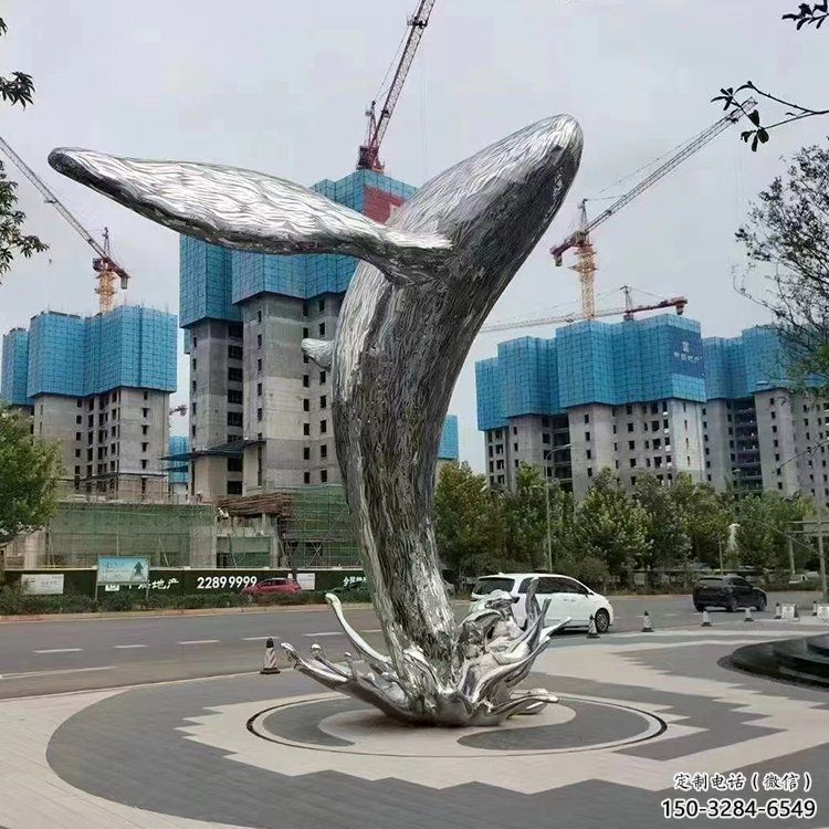 鯨魚雕塑廠家，烤漆彩繪工藝，公園廣場景觀擺件 (5)