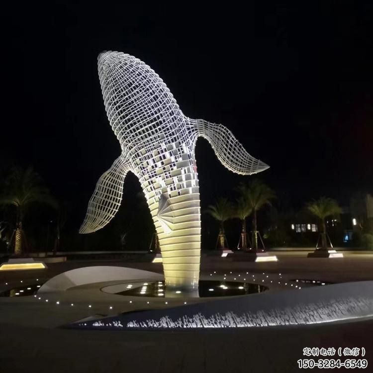 大型鯨魚雕塑，鏤空燈光原理，戶外公園廣場擺件 (9)