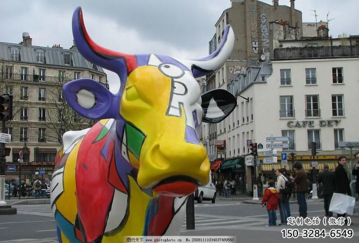 不銹鋼水牛雕塑，田間景觀小品，抽象幾何原理 (2)