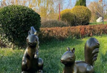 銅松鼠雕塑廠家，動物景觀擺件，仿古元素設計 (6)