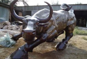 不銹鋼水牛雕塑，田間景觀小品，抽象幾何原理 (9)
