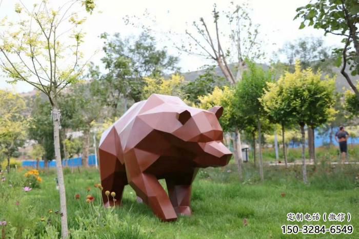 不銹鋼大熊雕塑，公園廣場雕塑，仿真彩繪工藝 (9)