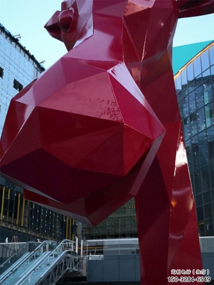 不銹鋼長頸鹿雕塑，異形幾何動物，售樓處小區擺件 (8)