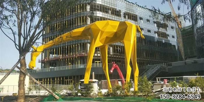 不銹鋼長頸鹿雕塑，異形幾何動物，售樓處小區擺件 (9)