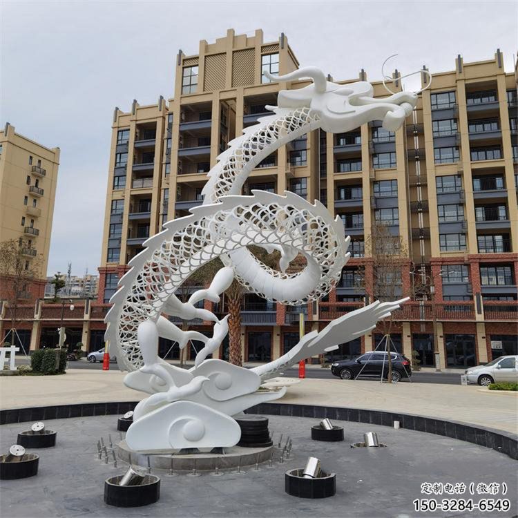 不銹鋼龍形雕塑，大型動物景觀，烤漆工藝制作 (1)