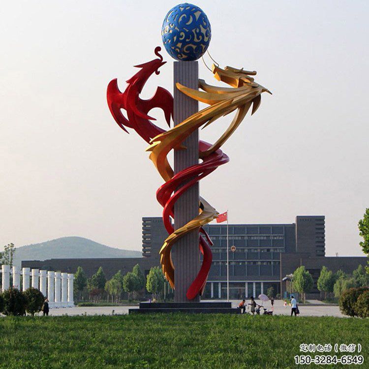 不銹鋼龍形雕塑，大型動物景觀，烤漆工藝制作 (5)