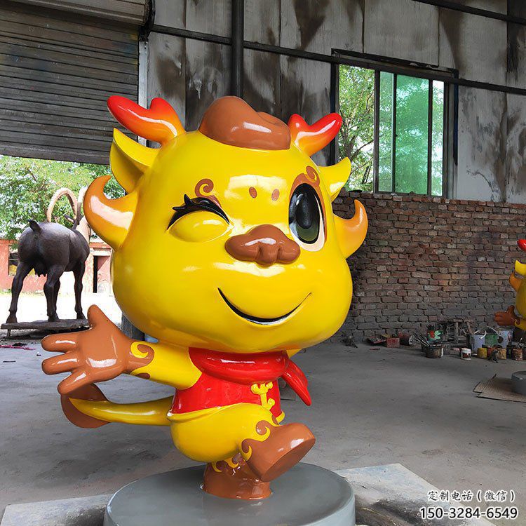 卡通龍形雕塑，抽象彩繪工藝，動漫動物擺件 (2)