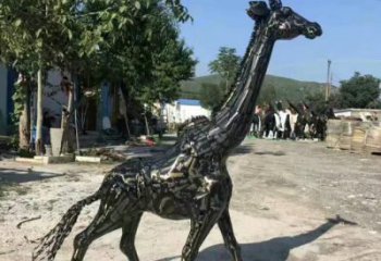 不銹鋼長頸鹿雕塑，異形幾何動物，售樓處小區擺件 (2)