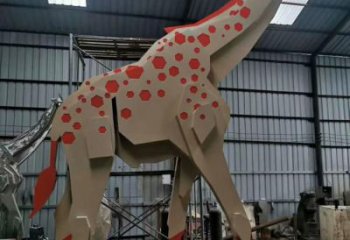 不銹鋼長頸鹿雕塑，異形幾何動物，售樓處小區擺件 (3)