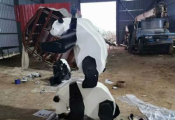 不銹鋼長頸鹿雕塑，異形幾何動物，售樓處小區擺件 (4)