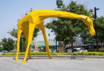 不銹鋼長(zhǎng)頸鹿雕塑，異形幾何動(dòng)物，售樓處小區(qū)擺件 (7)