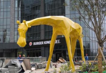 不銹鋼長(zhǎng)頸鹿雕塑，異形幾何動(dòng)物，售樓處小區(qū)擺件 (10)