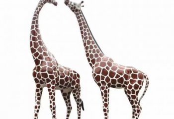 玻璃鋼長頸鹿雕塑，仿真彩繪工藝，公園廣場房地產擺放 (2)