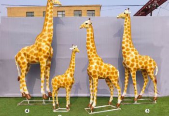 玻璃鋼長頸鹿雕塑，仿真彩繪工藝，公園廣場房地產擺放 (7)