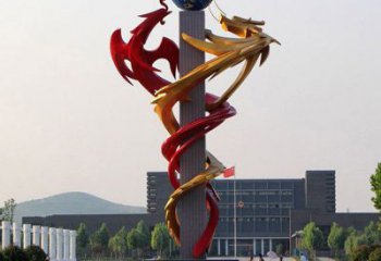 不銹鋼龍形雕塑，大型動(dòng)物景觀，烤漆工藝制作 (5)