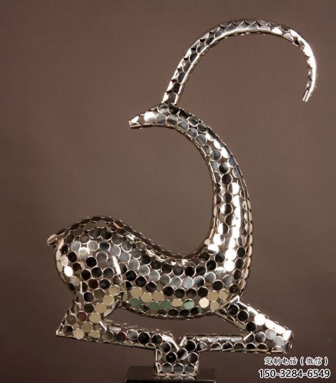 不銹鋼山羊雕塑廠家，仿真動(dòng)物，戶外公園擺件