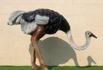 玻璃鋼仿真彩繪鴕鳥雕塑，公園廣場動物，園林小品