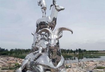 不銹鋼山羊雕塑生產，仿真動物，戶外公園擺件