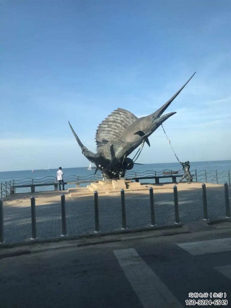 彩繪劍魚雕塑生產制作，海洋生物雕塑，公園大型雕塑