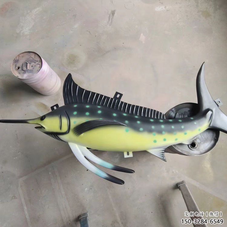 卡通劍魚(yú)雕塑，戶外街頭雕塑，海洋生物雕塑